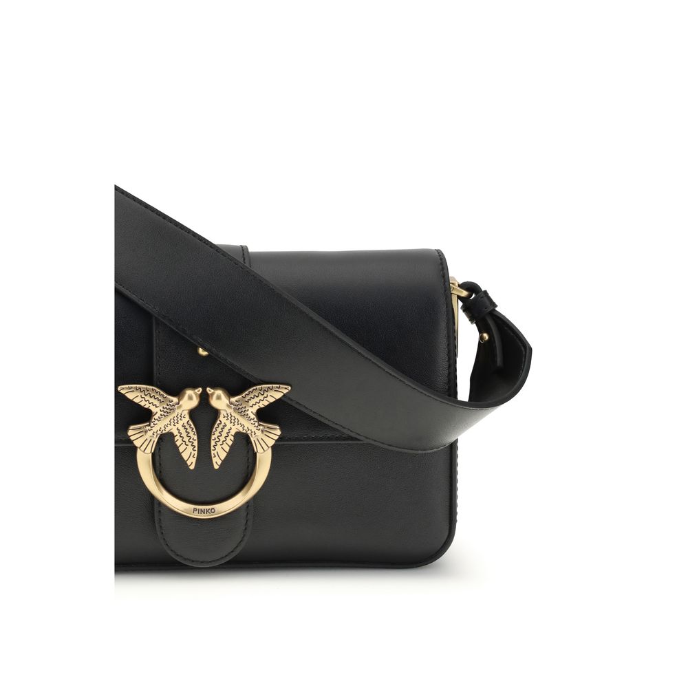 Bolso de hombro Pinko Bos Taurus de piel de ternera negra