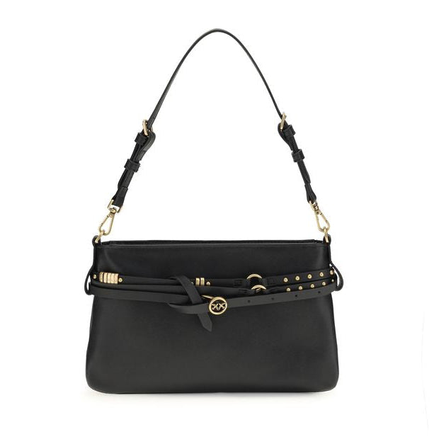Bolso de hombro Pinko Bos Taurus de piel de ternera negra