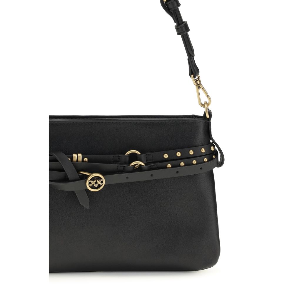 Bolso de hombro Pinko Bos Taurus de piel de ternera negra