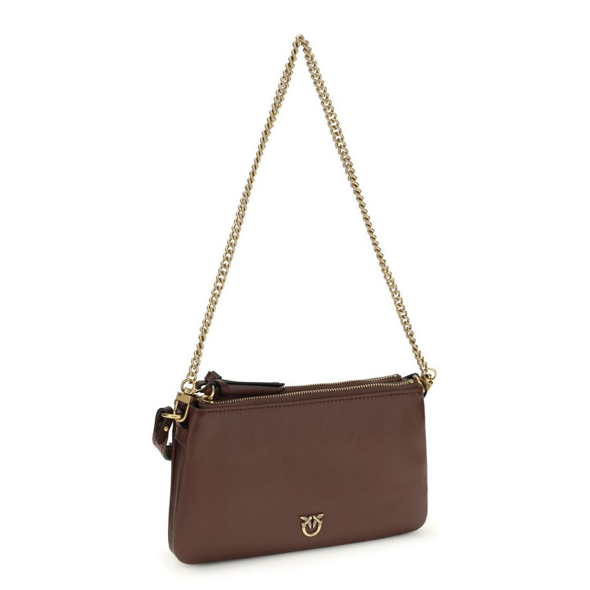 Sac bandoulière Bos Taurus en cuir de veau marron Pinko