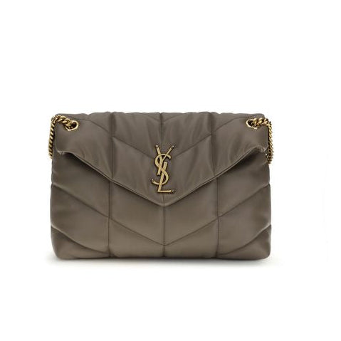 Sac bandoulière en cuir d'agneau gris Saint Laurent