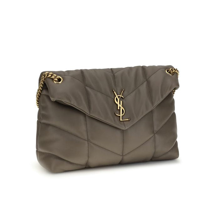 Sac bandoulière en cuir d'agneau gris Saint Laurent