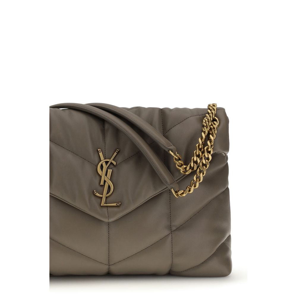 Sac bandoulière en cuir d'agneau gris Saint Laurent