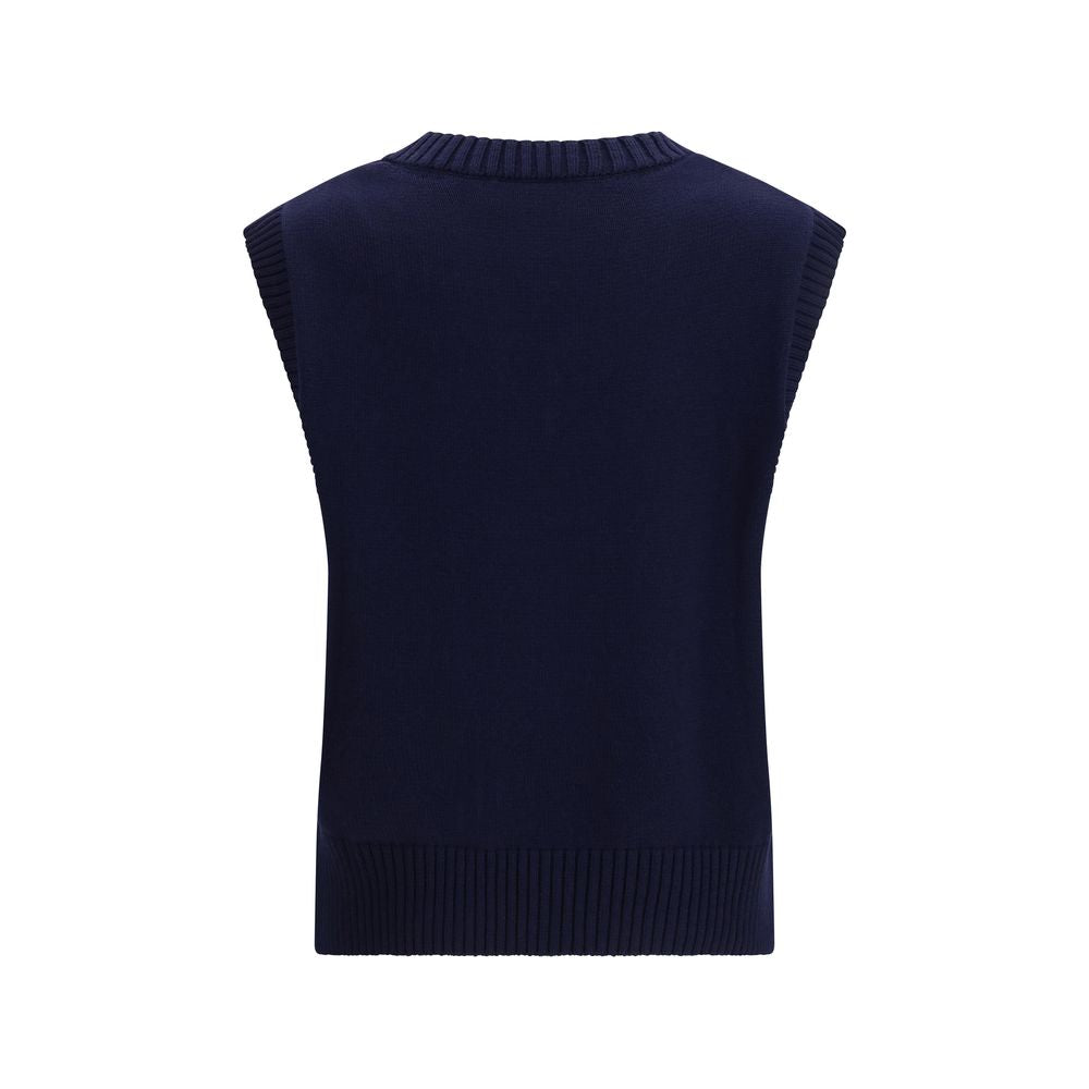 Pull sans manche en laine polaire bleue Ami Paris