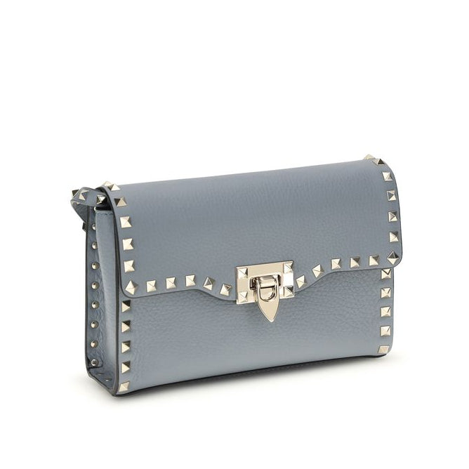 Sac bandoulière Bos Taurus en cuir de veau bleu Valentino Garavani