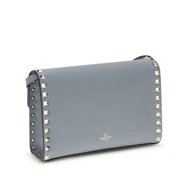 Sac bandoulière Bos Taurus en cuir de veau bleu Valentino Garavani