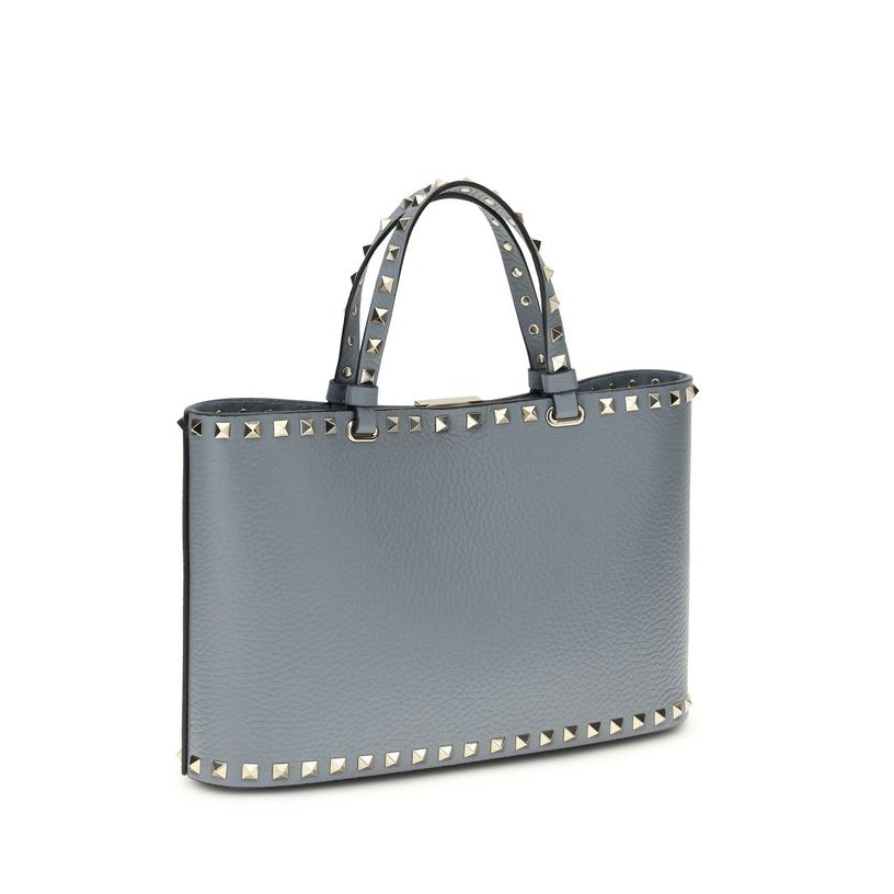 Sac à main Bos Taurus en cuir de veau bleu Valentino Garavani