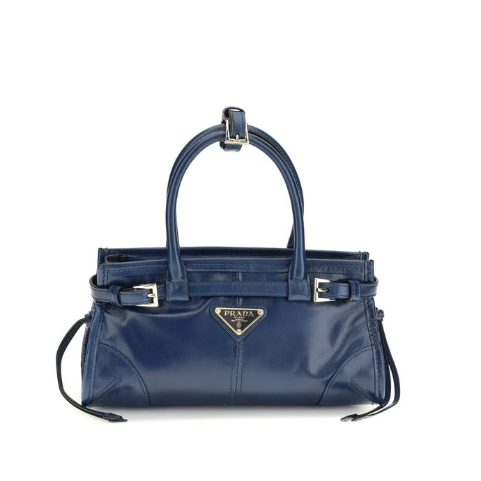 Prada Blue Calf Leather Bos Taurus Handbag