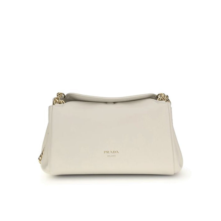 White Calf Leather Bos Taurus Shoulder Bag Prada