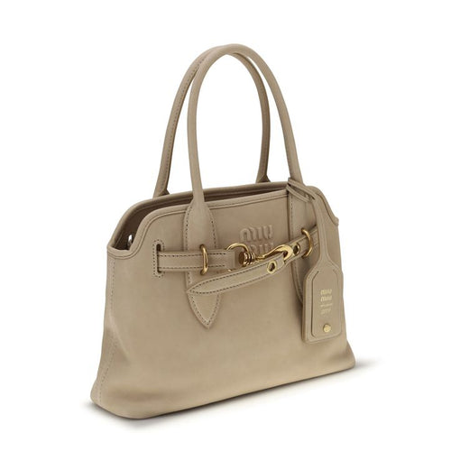 Bolso de mano de cordero ovis aries beige Miu Miu