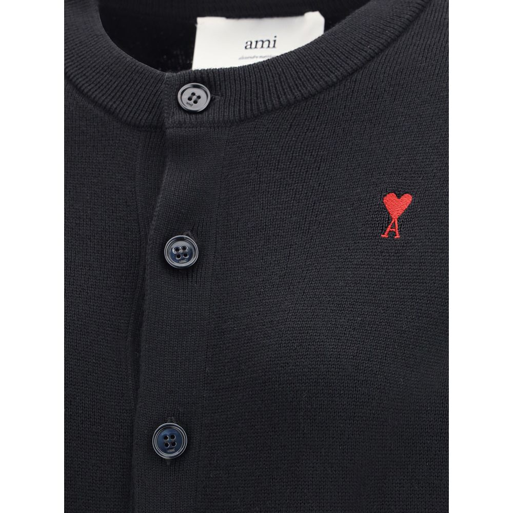 Gilet en laine mérinos noire Ami Paris