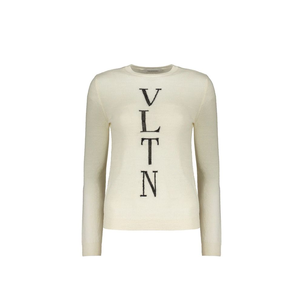 Sweat manche longue beige en laine Valentino