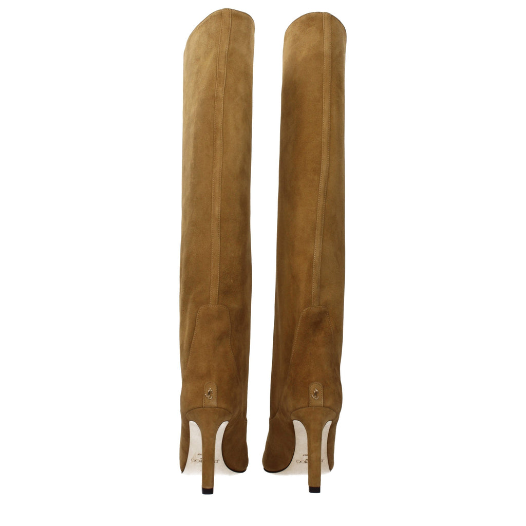 Bottes à talons hauts en cuir marron Jimmy Choo