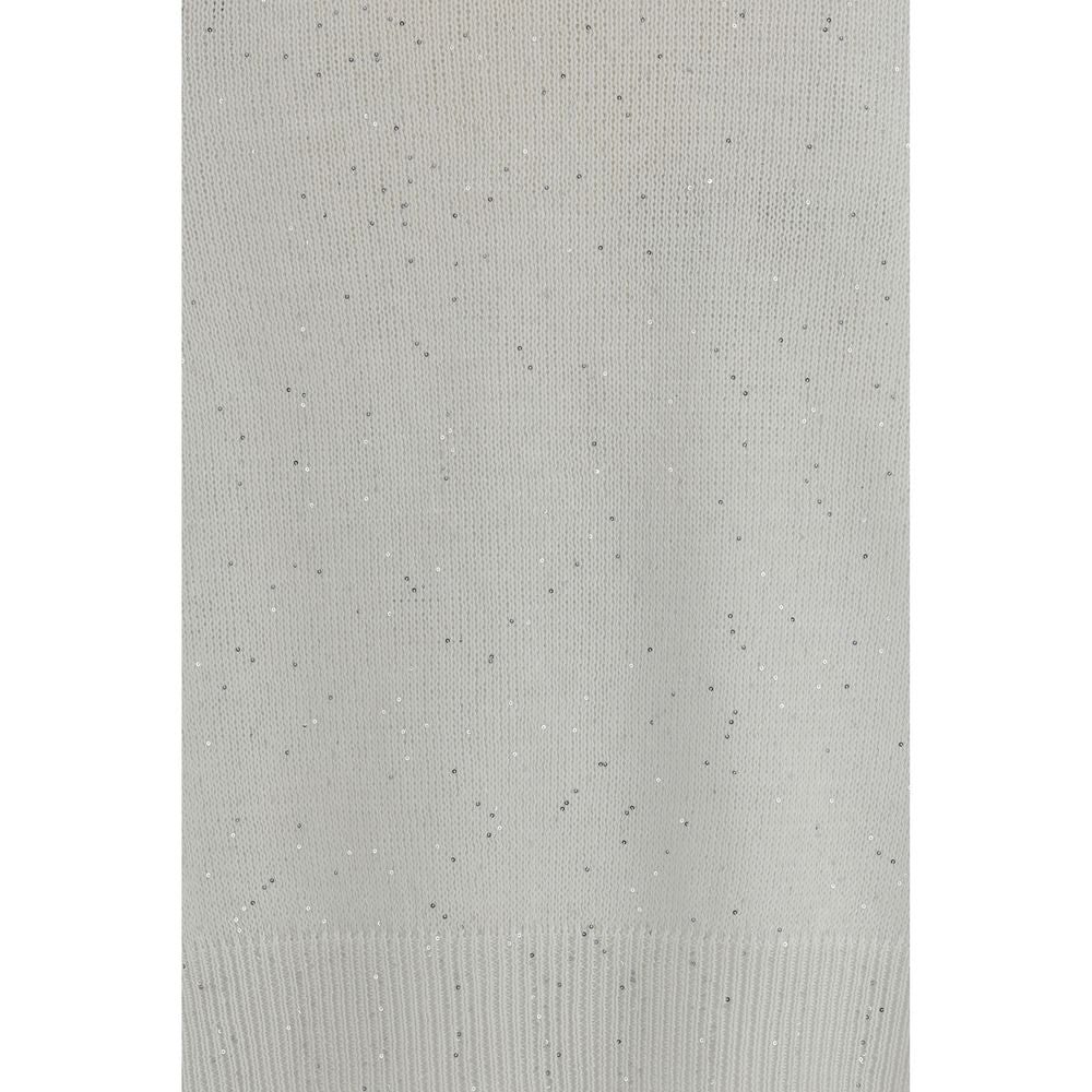 Pull manches courtes blanches en coton Brunello Cucinelli