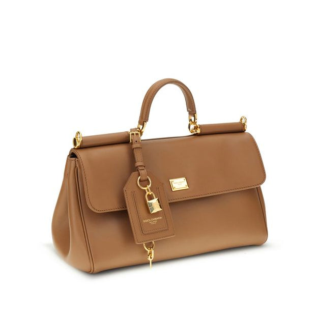Sac à main Bos Taurus en cuir de veau beige Dolce&Gabbana