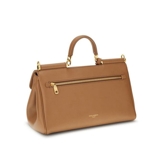 Sac à main Bos Taurus en cuir de veau beige Dolce&Gabbana