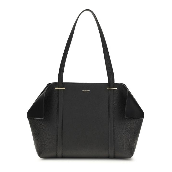 Bolso de mano Bos Taurus de piel de becerro negra Ferragamo