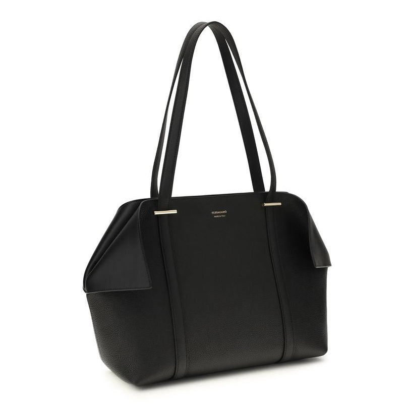 Bolso de mano Bos Taurus de piel de becerro negra Ferragamo