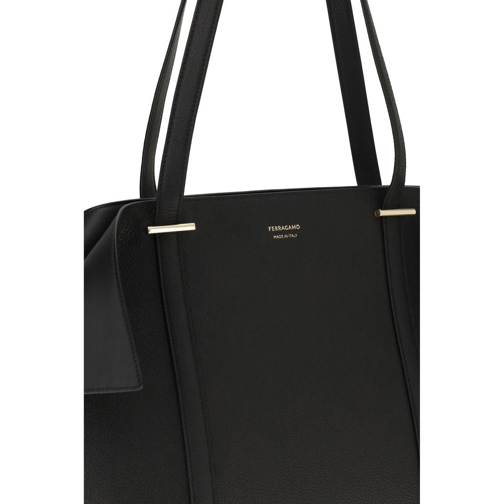 Bolso de mano Bos Taurus de piel de becerro negra Ferragamo