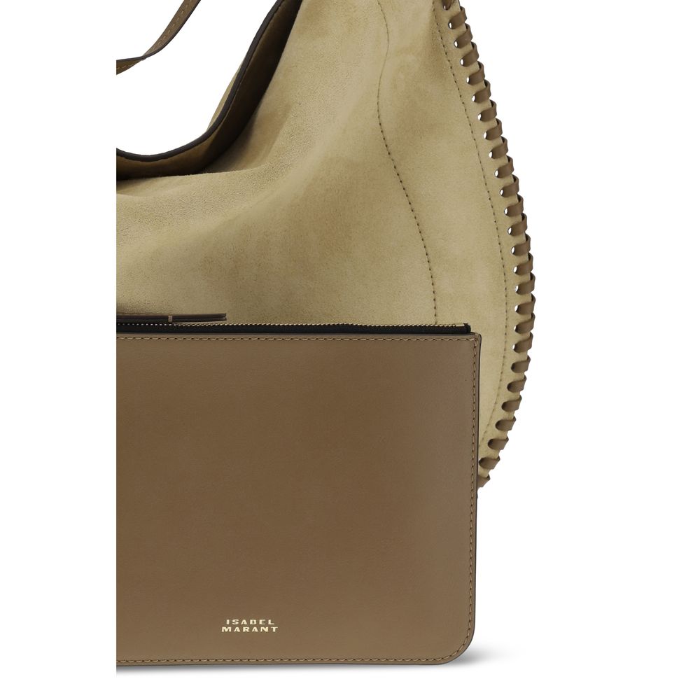 Sac bandoulière Bos Taurus en cuir de veau beige Isabel Marant