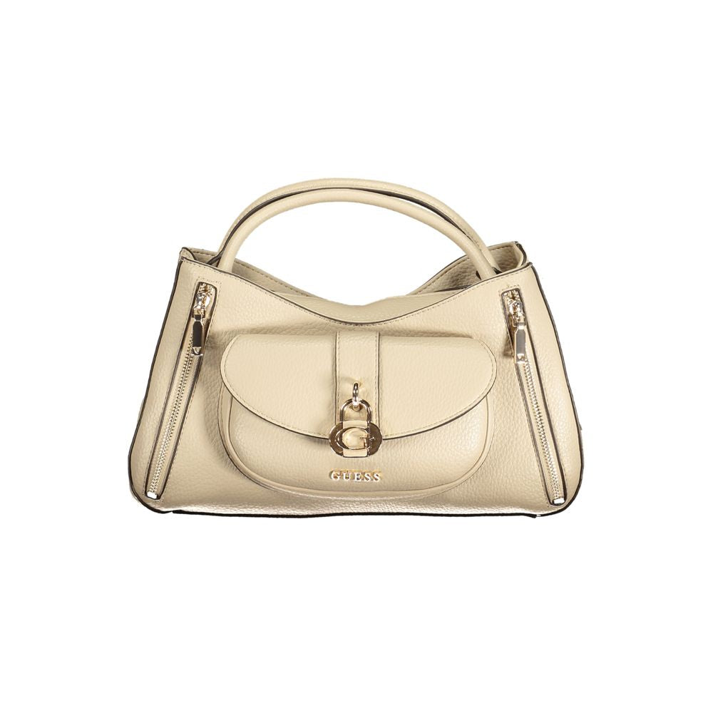 Sac à main en polyuréthane beige Guess