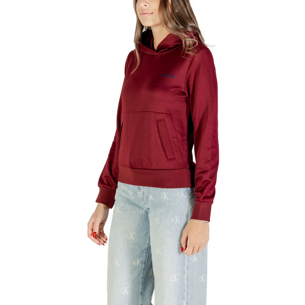 Sweat à capuche en coton bordeaux Calvin Klein