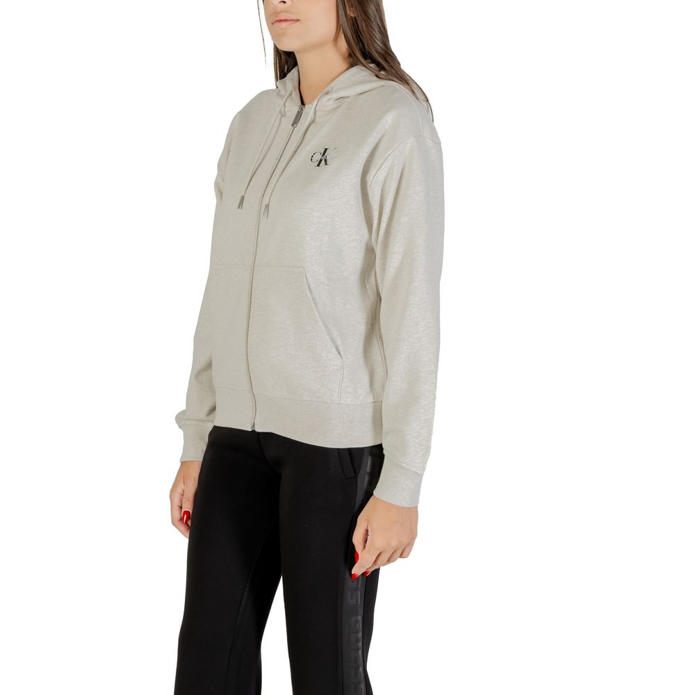 Sweat à capuche gris en coton Calvin Klein