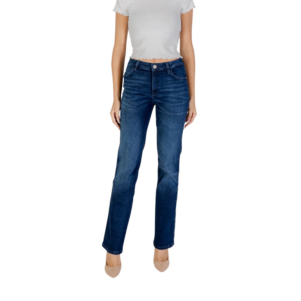 Jean mom en coton bleu Guess