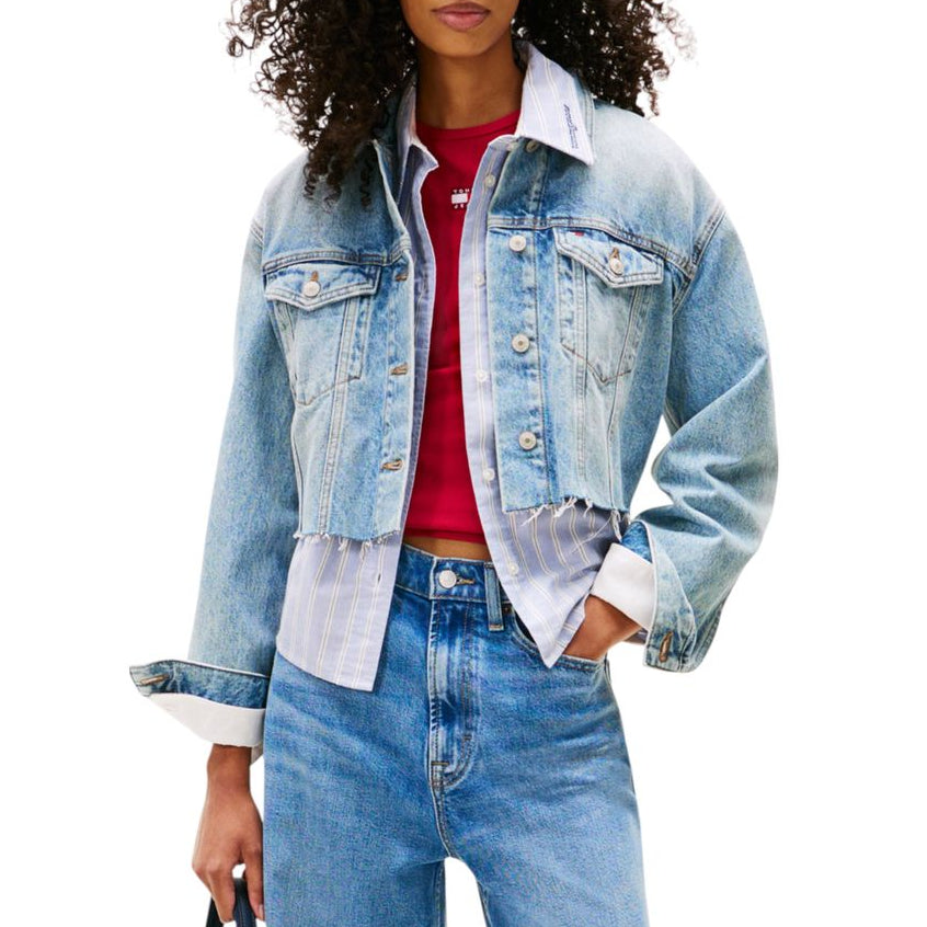 veste en jean bleu clair en coton Tommy Hilfiger