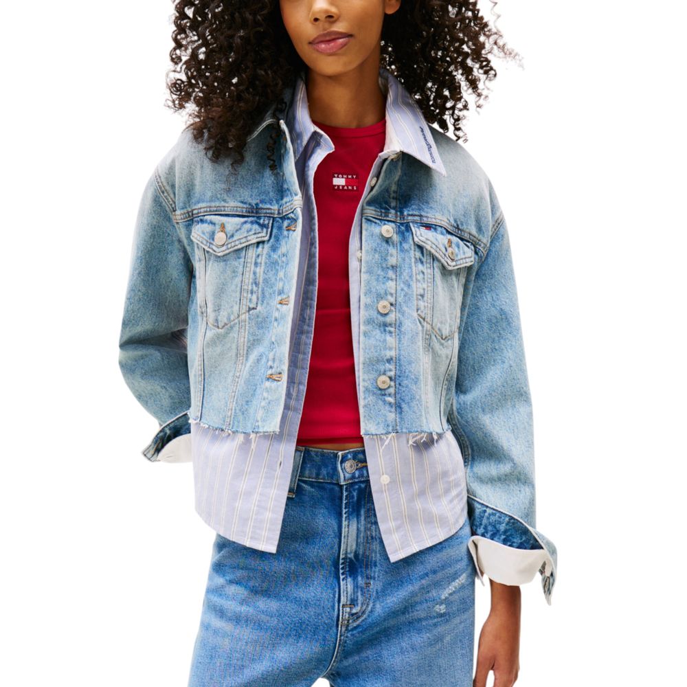 veste en jean bleu clair en coton Tommy Hilfiger