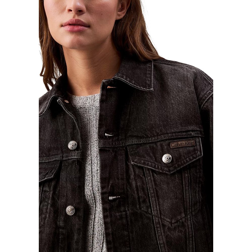 veste en jean noir en coton Calvin Klein