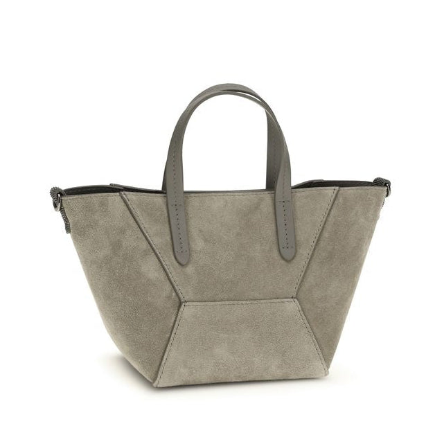 Brown Calf Leather Bos Taurus Handbag Brunello Cucinelli
