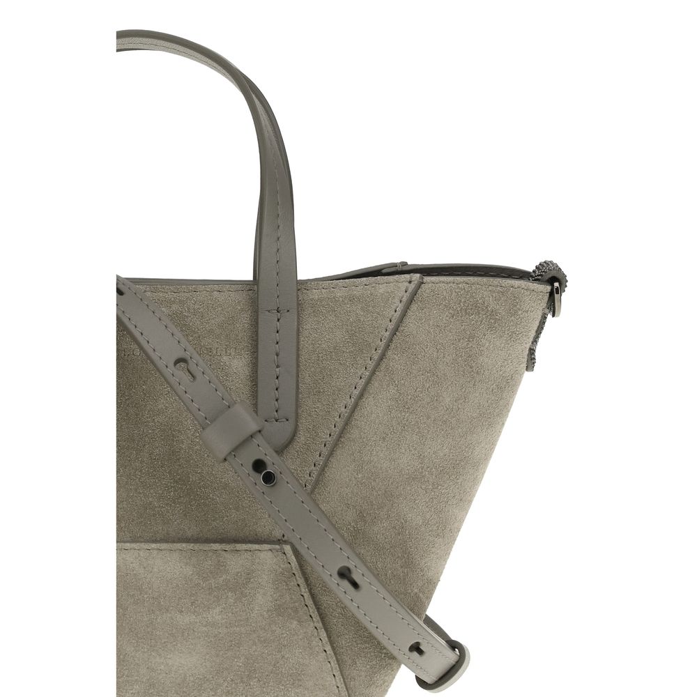 Brown Calf Leather Bos Taurus Handbag Brunello Cucinelli