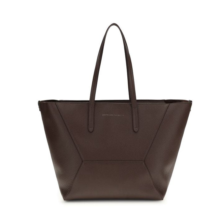 Brown Calf Leather Bos Taurus Handbag Bag Brunello Cucinelli