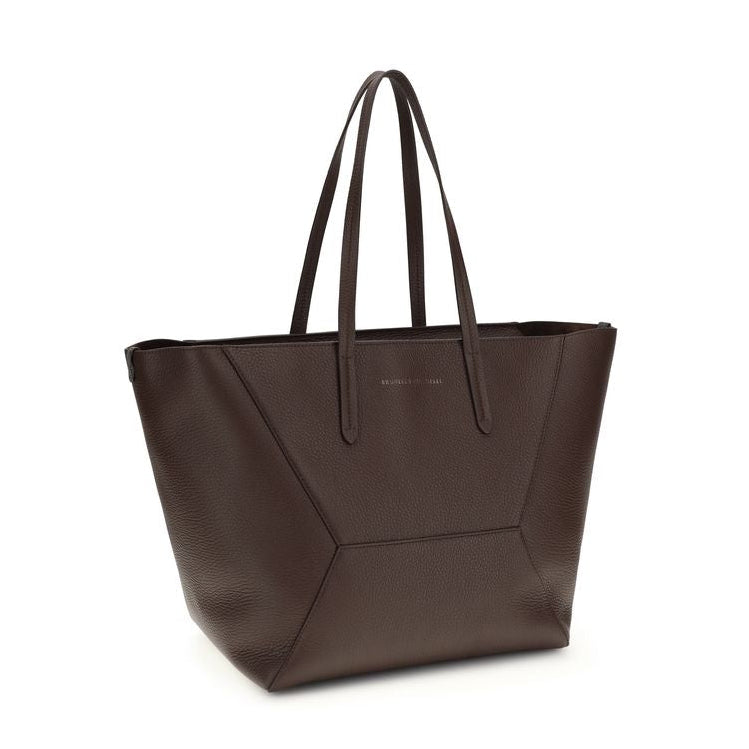 Brown Calf Leather Bos Taurus Handbag Bag Brunello Cucinelli