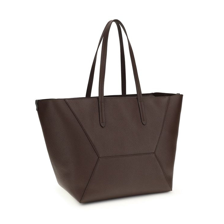Brown Calf Leather Bos Taurus Handbag Bag Brunello Cucinelli