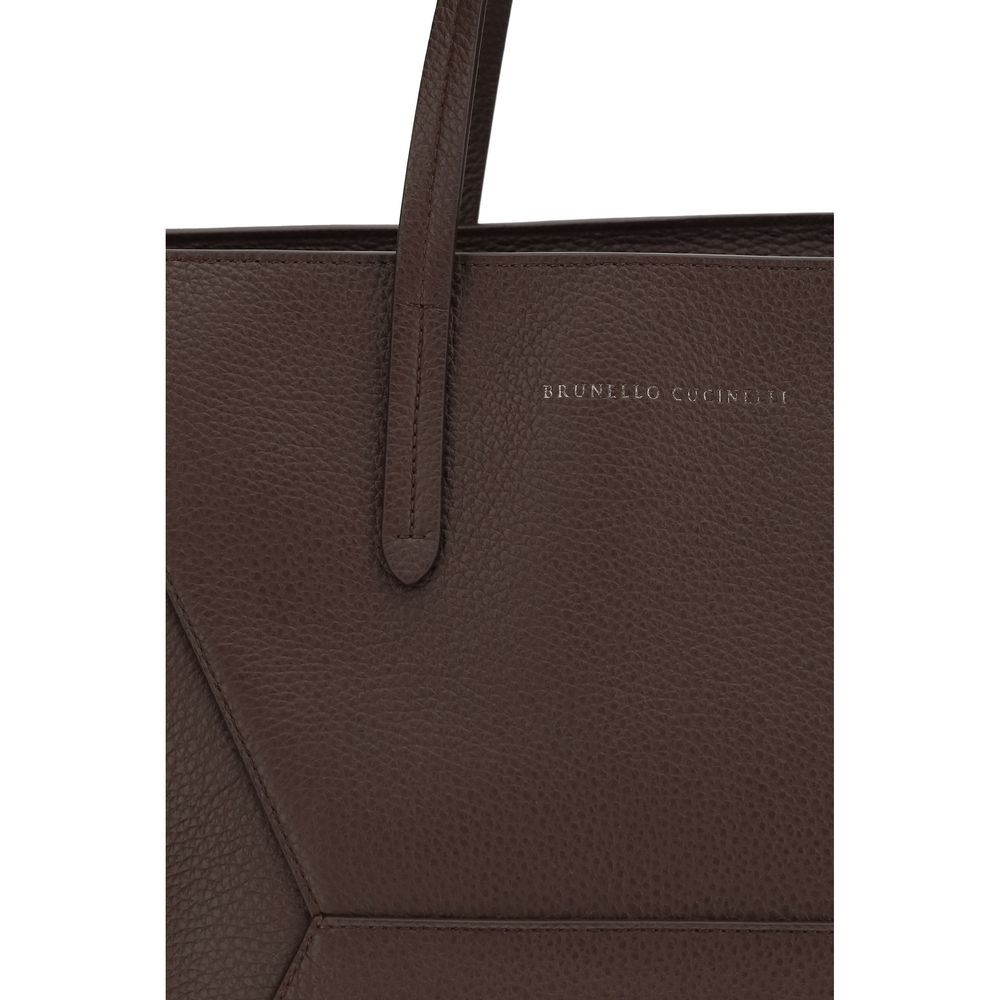 Brown Calf Leather Bos Taurus Handbag Bag Brunello Cucinelli