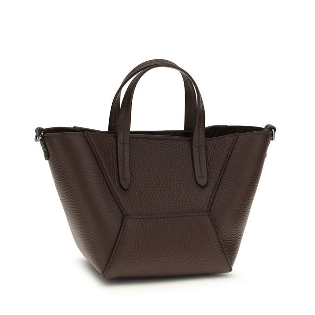 Bordeaux Calf Leather Bos Taurus Handbag Brunello Cucinelli