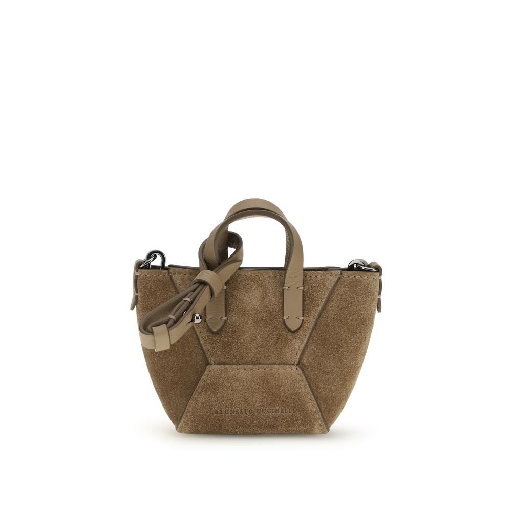 Sac bandoulière Bos Taurus en cuir de veau marron Brunello Cucinelli