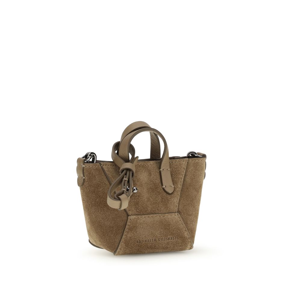 Sac bandoulière Bos Taurus en cuir de veau marron Brunello Cucinelli