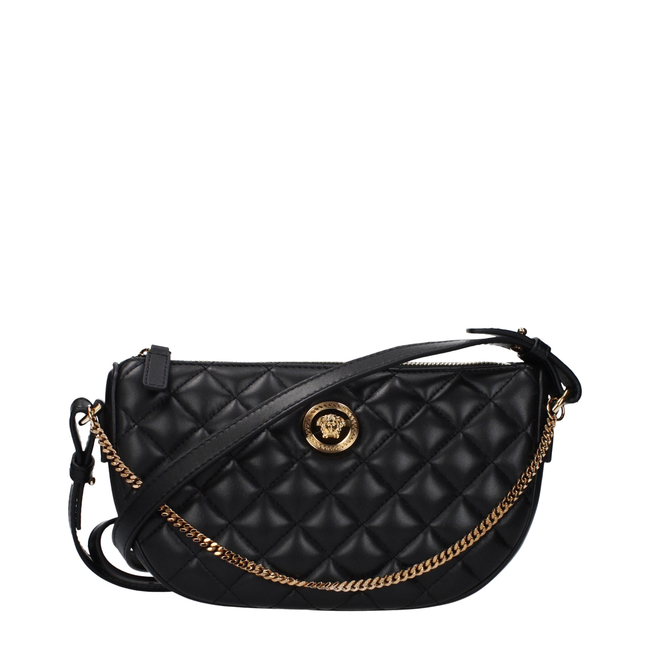 Sac à main en cuir noir Versace