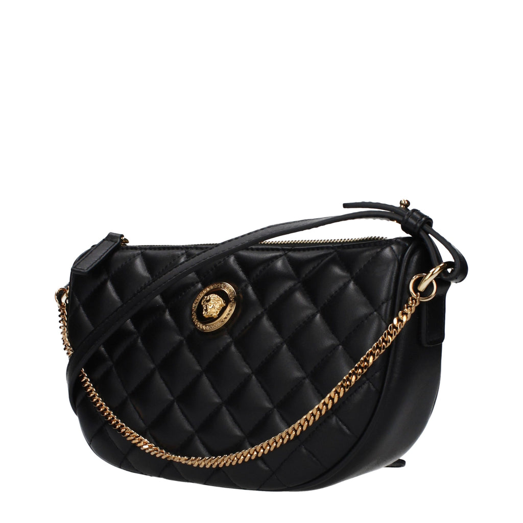Sac à main en cuir noir Versace