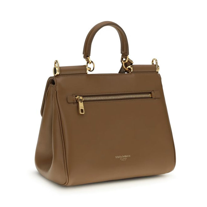 Sac à main Bos Taurus en cuir de veau marron Dolce&Gabbana