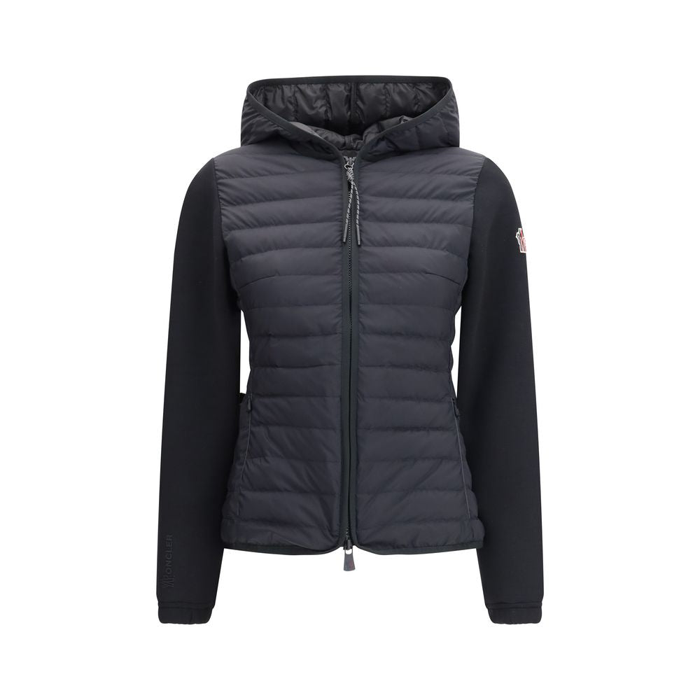 Veste longue en polyamide noir Moncler