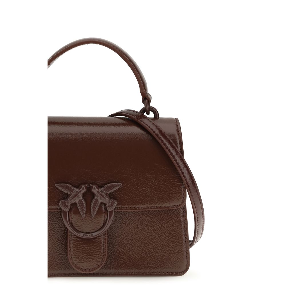 Sac à main en cuir de chèvre marron Pinko