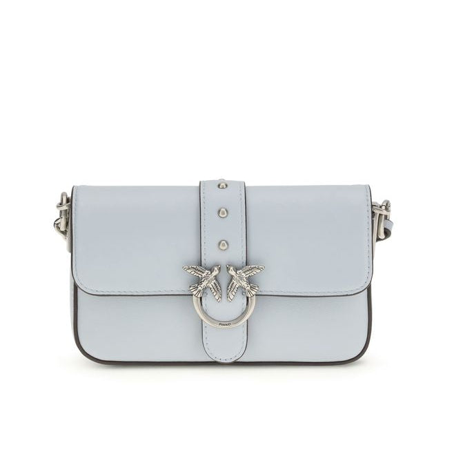 Sac bandoulière Bos Taurus en cuir de veau bleu Pinko