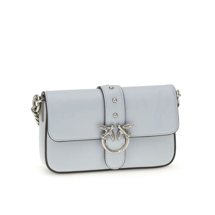 Sac bandoulière Bos Taurus en cuir de veau bleu Pinko