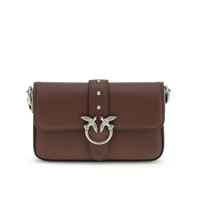 Sac bandoulière Bos Taurus en cuir de veau marron Pinko