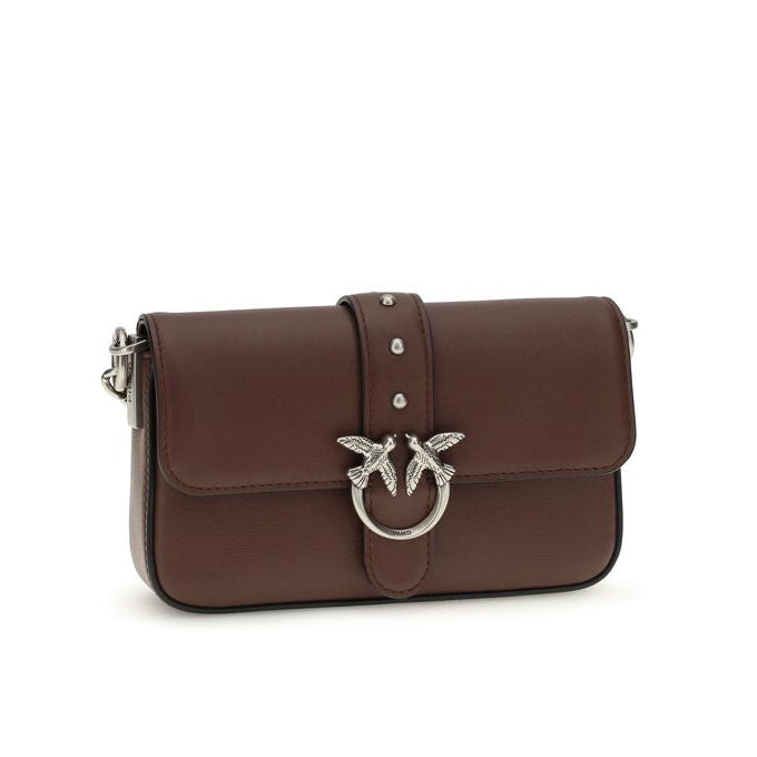 Sac bandoulière Bos Taurus en cuir de veau marron Pinko