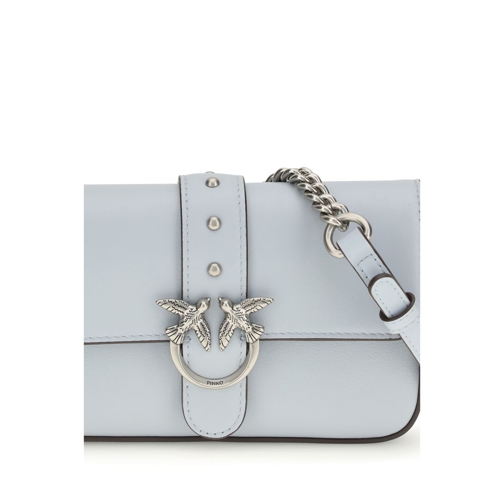Sac bandoulière Bos Taurus en cuir de veau bleu Pinko